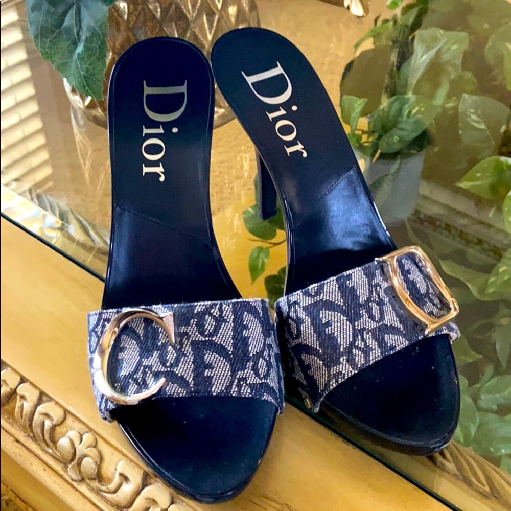 Denim DioR Mule Heels